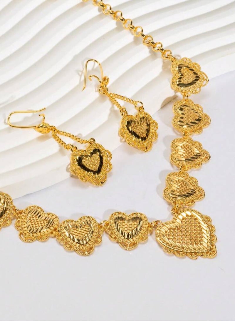 GOLDMAX 21k Gold Plated Necklace & Earrings Jewelry Set For Women - Image 1